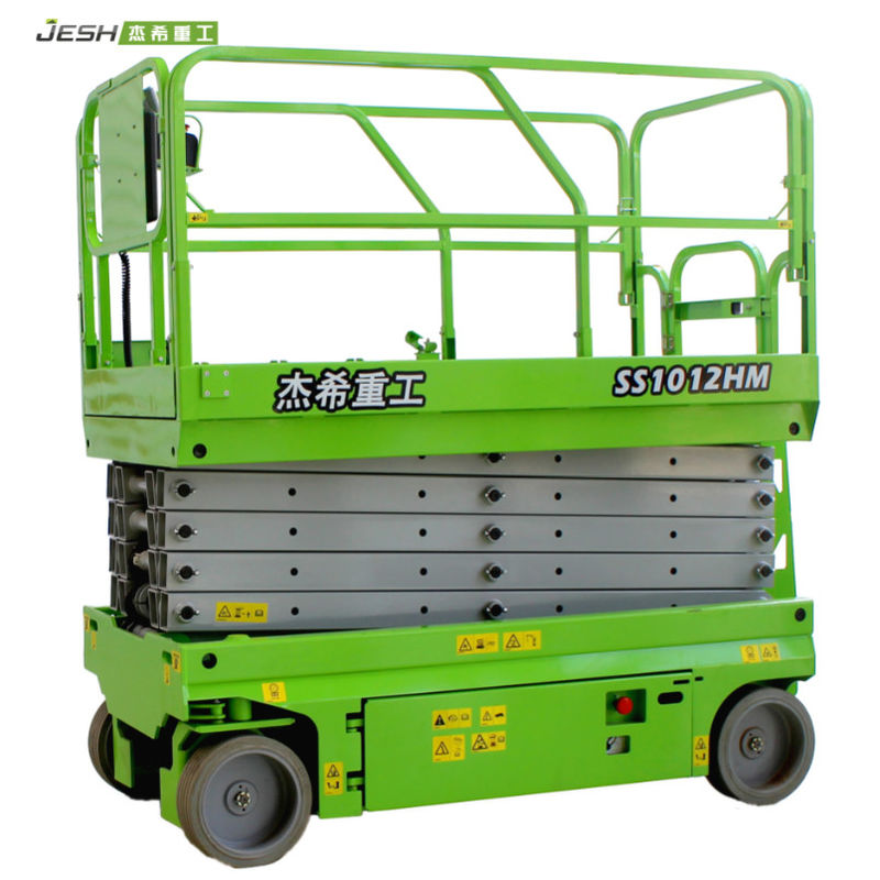 Green Hydraulic 10m height aerial work platform 320kg capacity scissor lift for maintenace supplier