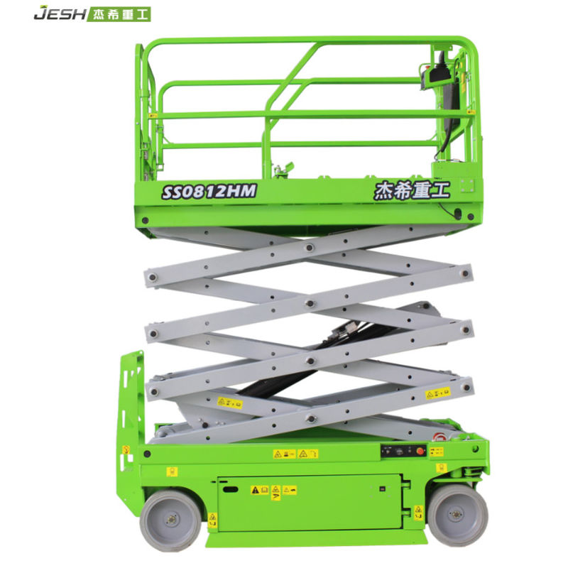 Green color 8m electric man lift with 450KG capacity for maintenance supplier